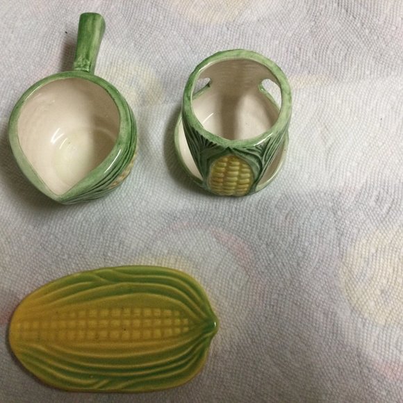 Lot of 3 pcs Corn small butter plate and butter warmer set decor small chips - Picture 7 of 11